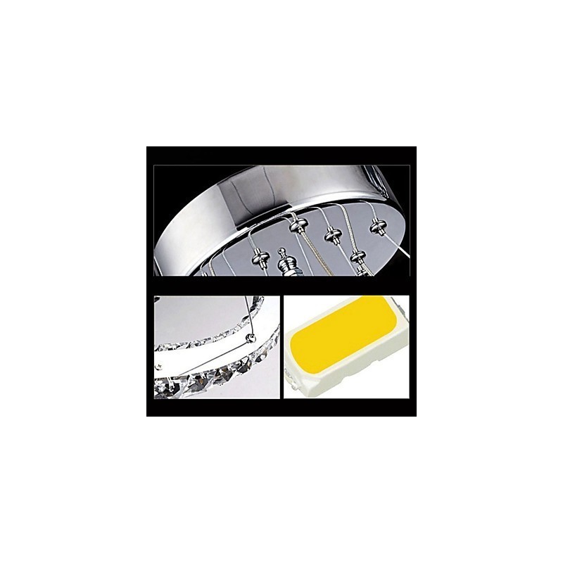 Lámpara colgante de cristal regulable, moderna lámpara circular de araña, lámparas de techo redondas de color blanco frío con control remoto.