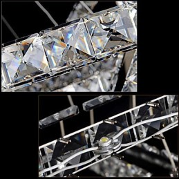 Lámpara colgante de cristal regulable, moderna lámpara circular de araña, lámparas de techo redondas de color blanco frío con control remoto.