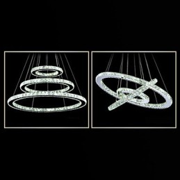 Lámpara colgante de cristal regulable, moderna lámpara circular de araña, lámparas de techo redondas de color blanco frío con control remoto.