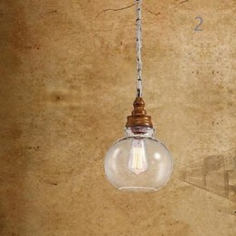 Lámparas y faroles de cristal con vetas de madera para cafeterías