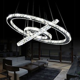 Lámpara colgante de cristal regulable, moderna lámpara circular de araña, lámparas de techo redondas de color blanco frío con control remoto.