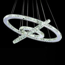Lámpara colgante de cristal regulable, moderna lámpara circular de araña, lámparas de techo redondas de color blanco frío con control remoto.