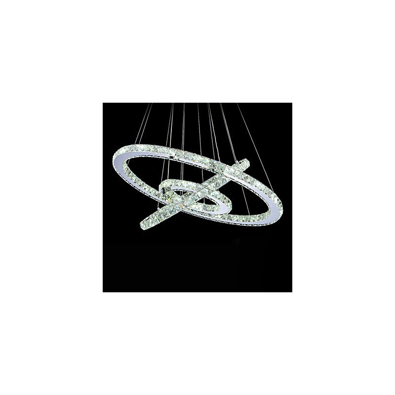 Lámpara colgante de cristal regulable, moderna lámpara circular de araña, lámparas de techo redondas de color blanco frío con control remoto.