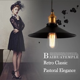 Lámpara colgante clásica retro de estilo europeo, lámpara colgante de metal con diámetro de bombilla