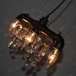 Lámpara colgante creativa de tres luces de estilo norteamericano con diseño de tubería