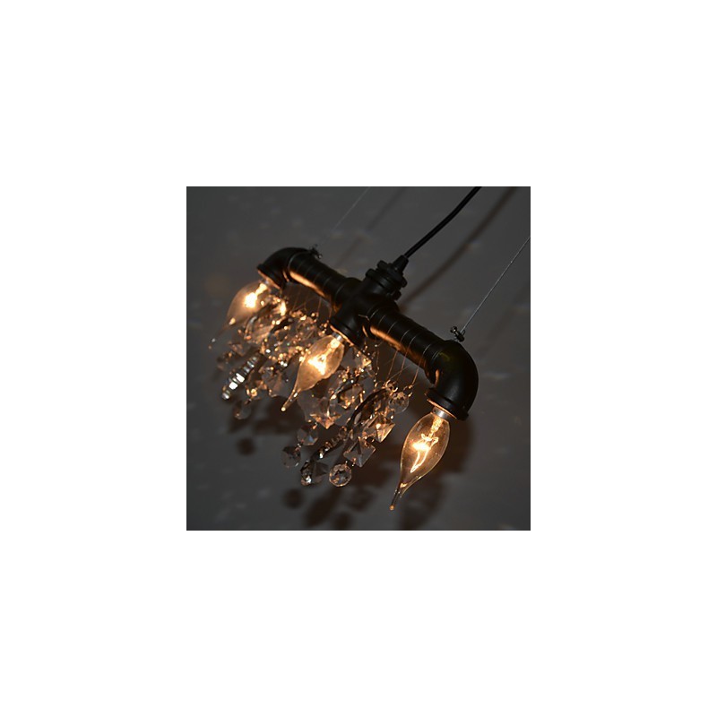Lámpara colgante creativa de tres luces de estilo norteamericano con diseño de tubería