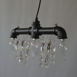 Lámpara colgante creativa de tres luces de estilo norteamericano con diseño de tubería