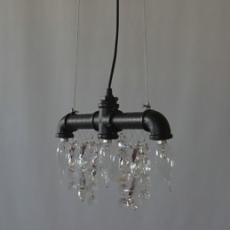 Lámpara colgante creativa de tres luces de estilo norteamericano con diseño de tubería