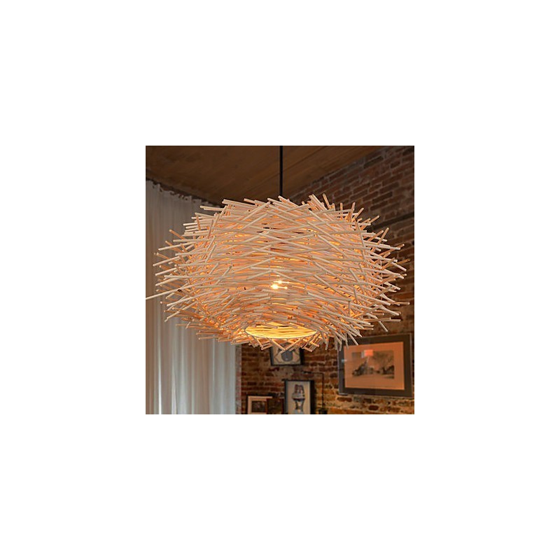 Lámpara de araña estilo mini linterna de madera de bambú