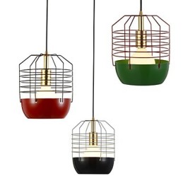 Lámpara colgante mini con diseño de telaraña artística, 1 luz, acabado moderno y sencillo, acero al carbono, color negro, blanco, verde y rojo.