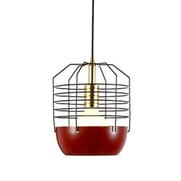 Lámpara colgante mini con diseño de telaraña artística, 1 luz, acabado moderno y sencillo, acero al carbono, color negro, blanco, verde y rojo.