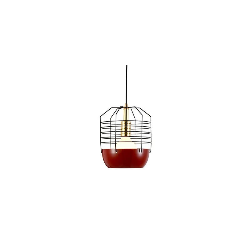 Lámpara colgante mini con diseño de telaraña artística, 1 luz, acabado moderno y sencillo, acero al carbono, color negro, blanco, verde y rojo.