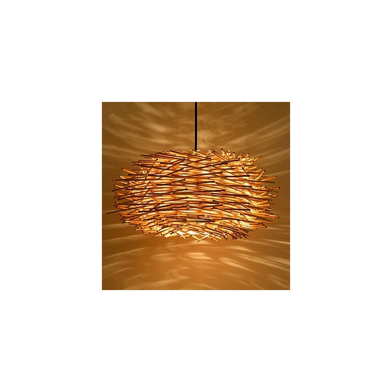 Lámpara de araña estilo mini linterna de madera de bambú