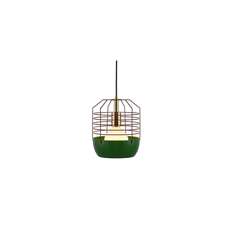 Lámpara colgante mini con diseño de telaraña artística, 1 luz, acabado moderno y sencillo, acero al carbono, color negro, blanco, verde y rojo.