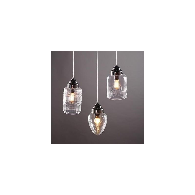 Lámpara colgante de comedor moderna, contemporánea, tradicional, clásica, vintage, estilo campestre, de níquel y vidrio.