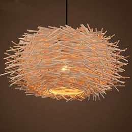 Lámpara de araña estilo mini linterna de madera de bambú