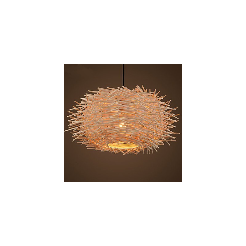 Lámpara de araña estilo mini linterna de madera de bambú