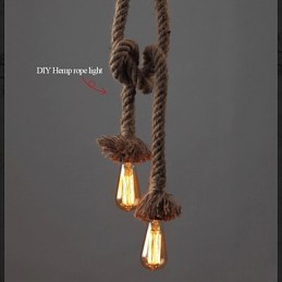 Lámpara de cuerda de cáñamo creativa DIY, 100 cm de largo, incluye 1 bombilla.
