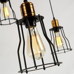 Lámpara colgante de cabeza de placa de cocina pequeña con seis luces colgantes de estilo industrial, estilo americano, estilo rústico, individualidad, creativa, para sentarse
