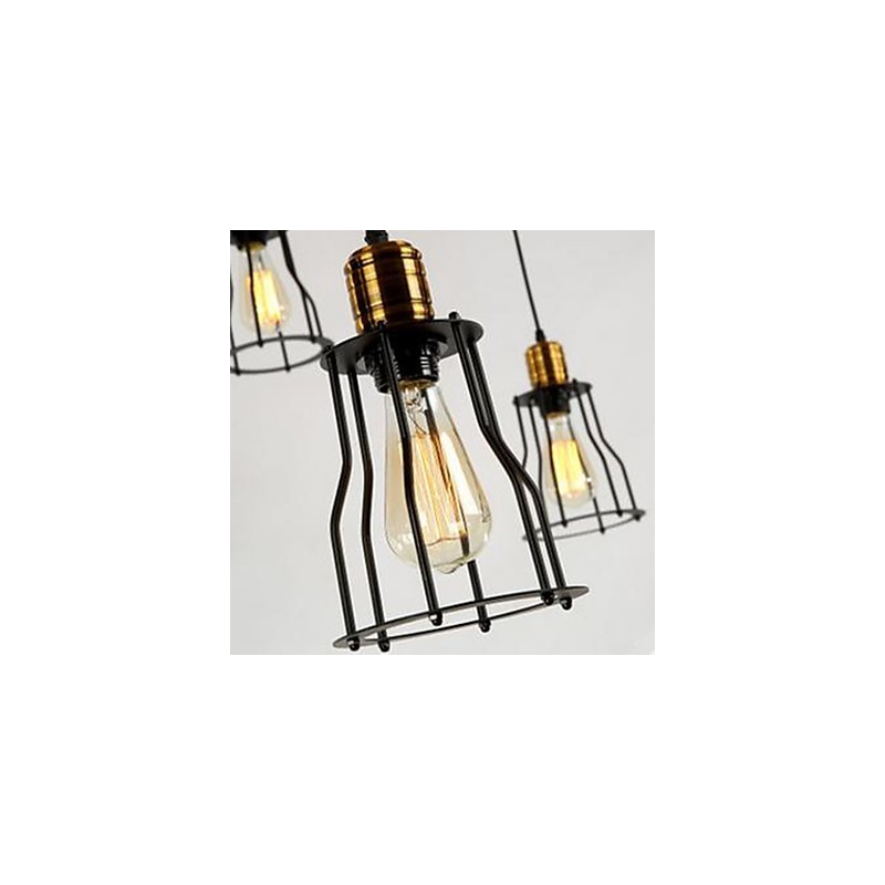 Lámpara colgante de cabeza de placa de cocina pequeña con seis luces colgantes de estilo industrial, estilo americano, estilo rústico, individualidad, creativa, para sentarse