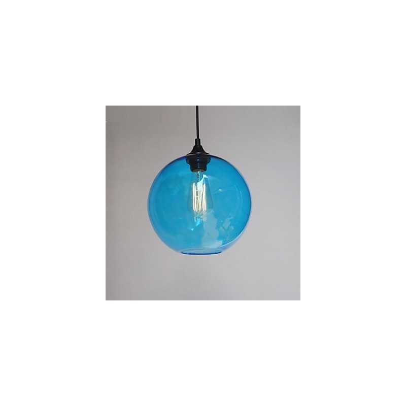 Lámpara colgante moderna de cristal con diseño de burbuja redonda azul