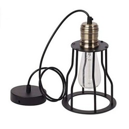 Ideas de buffet de cafetería vintage industrial estadounidense con jaula de hierro forjado, lámpara colgante para sentarse