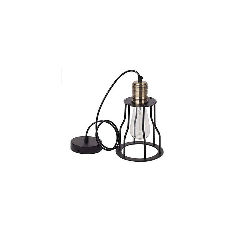 Ideas de buffet de cafetería vintage industrial estadounidense con jaula de hierro forjado, lámpara colgante para sentarse