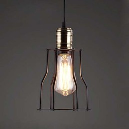 Ideas de buffet de cafetería vintage industrial estadounidense con jaula de hierro forjado, lámpara colgante para sentarse
