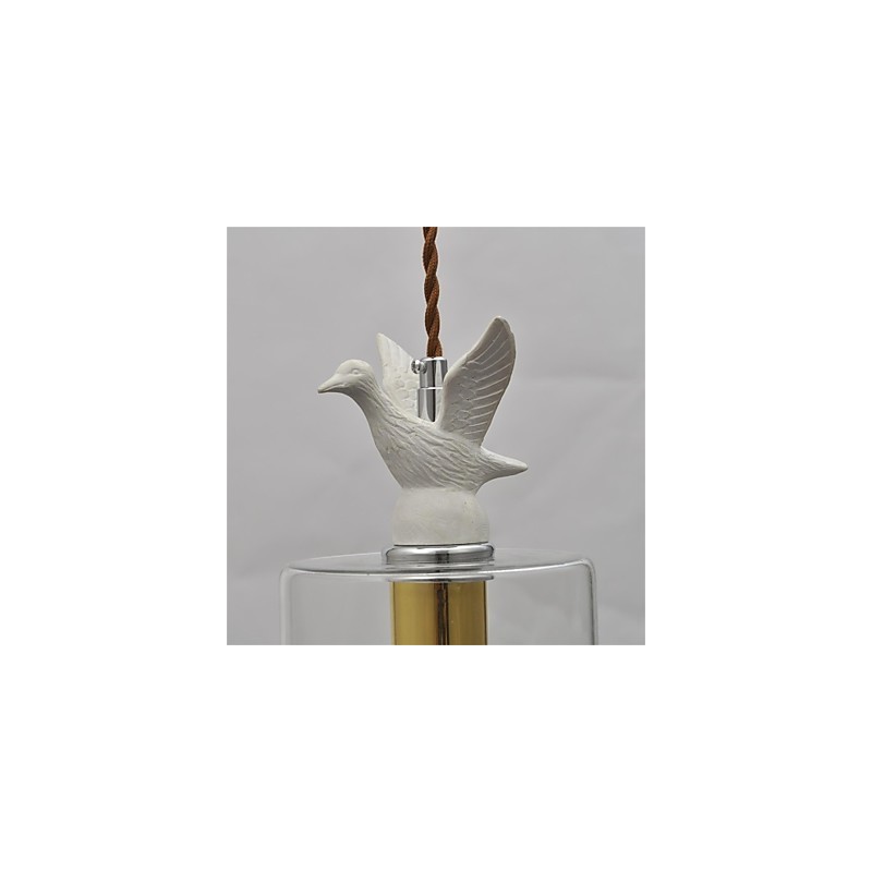 Lámpara colgante de cristal con forma de pájaro creativo y pantalla de cristal