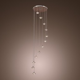 Lámpara colgante moderna contemporánea de metal cromado estilo mini cristal