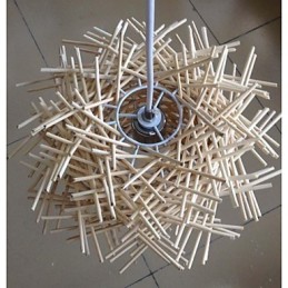 Lámpara colgante contemporánea y contraída de 1 luz de madera tejida a mano