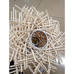 Lámpara colgante contemporánea y contraída de 1 luz de madera tejida a mano