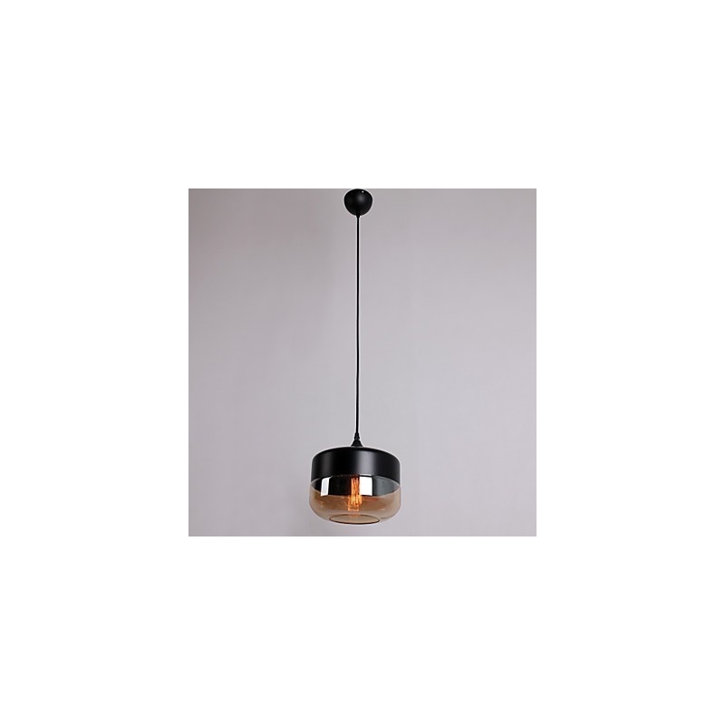Lámpara colgante con pintura de vidrio chapado retro de 1 luz