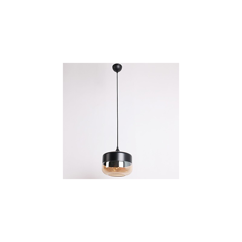Lámpara colgante con pintura de vidrio chapado retro de 1 luz
