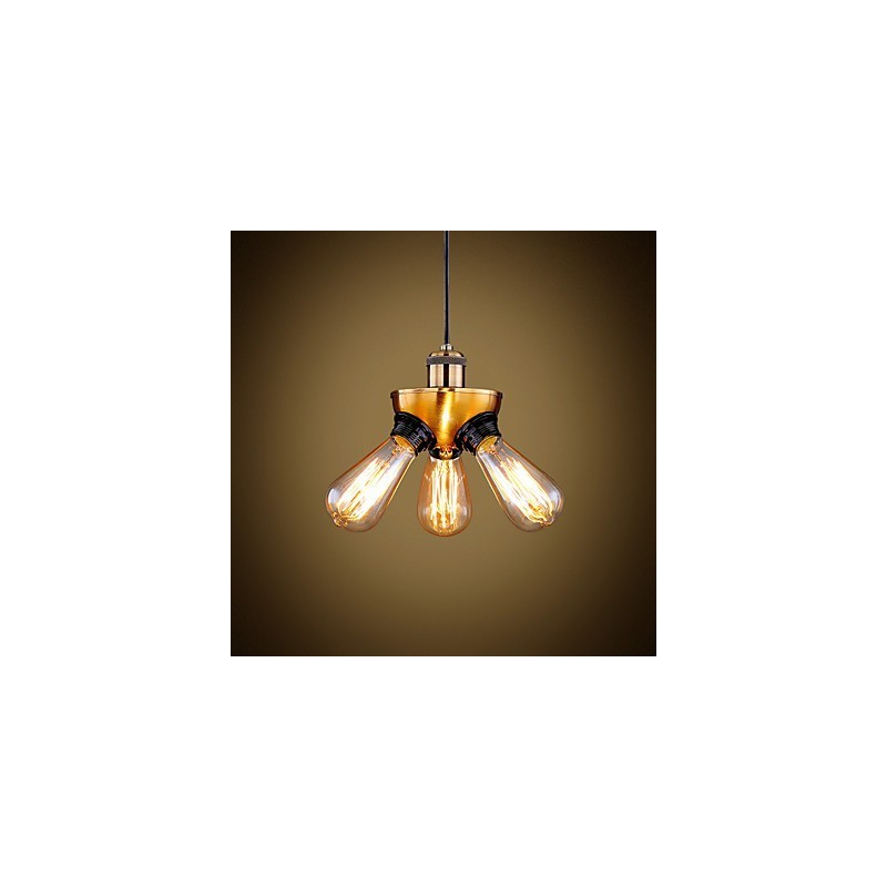 Lámpara colgante de tres pies con cabezal de cobre industrial estilo country americano