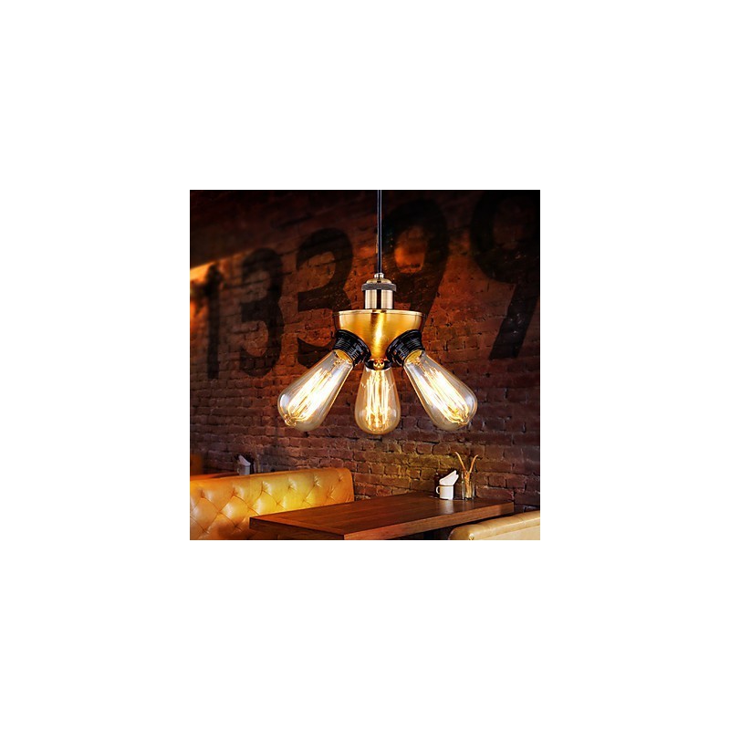 Lámpara colgante de tres pies con cabezal de cobre industrial estilo country americano