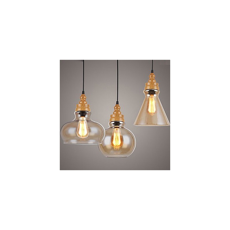 Lámpara de cristal con vetas de madera, estilo norteamericano, que restaura las antiguas costumbres.