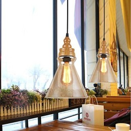 Lámpara de cristal con vetas de madera, estilo norteamericano, que restaura las antiguas costumbres.