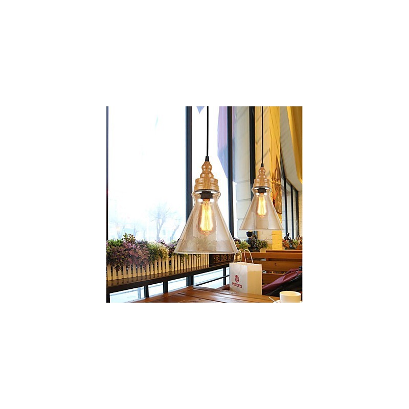 Lámpara de cristal con vetas de madera, estilo norteamericano, que restaura las antiguas costumbres.