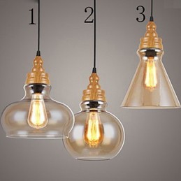 Lámpara de cristal con vetas de madera, estilo norteamericano, que restaura las antiguas costumbres.