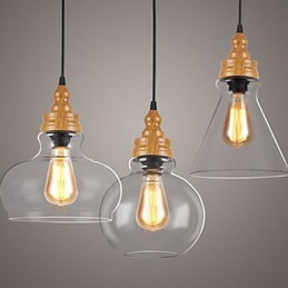 Lámpara de cristal con vetas de madera, estilo norteamericano, que restaura las antiguas costumbres.