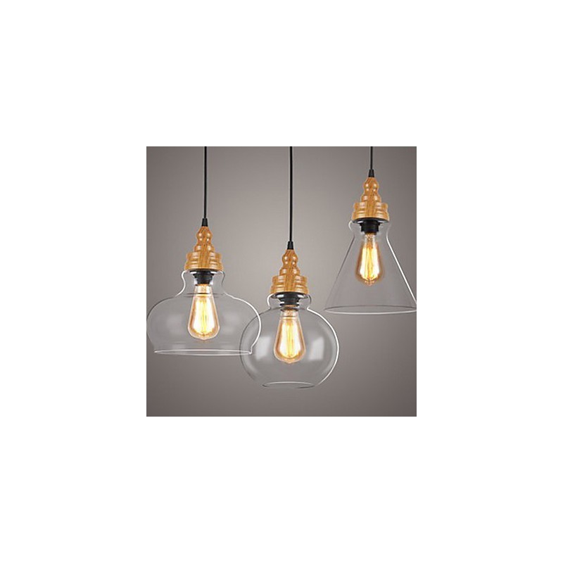Lámpara de cristal con vetas de madera, estilo norteamericano, que restaura las antiguas costumbres.