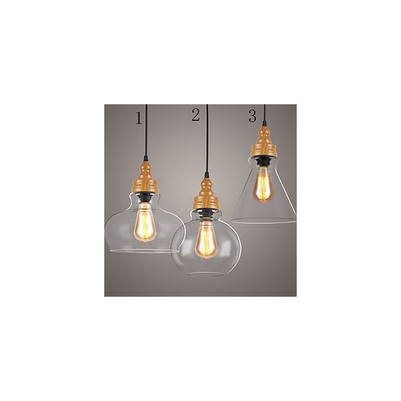 Lámpara de cristal con vetas de madera, estilo norteamericano, que restaura las antiguas costumbres.