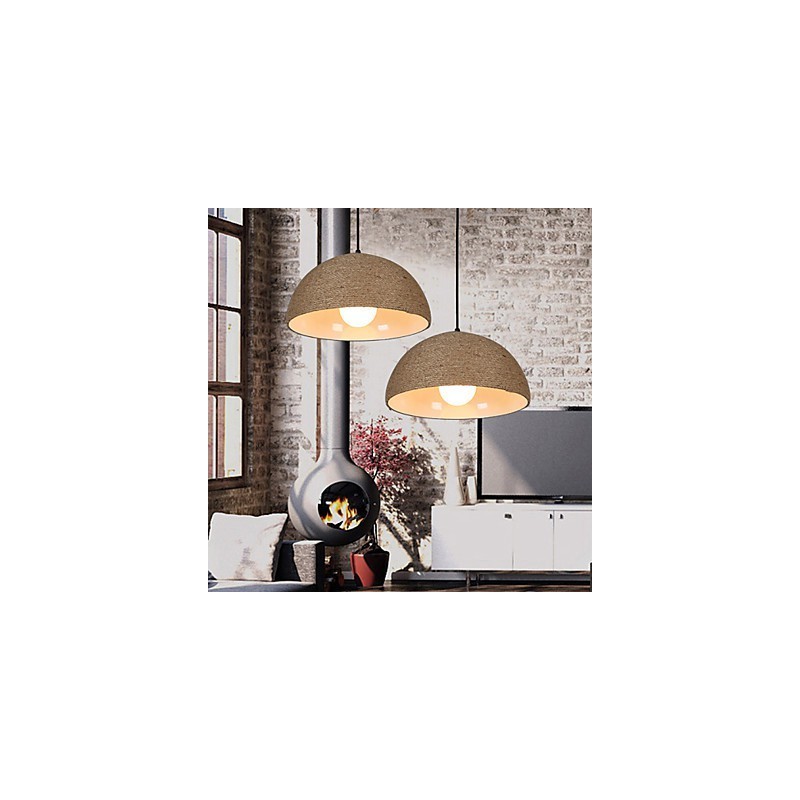 30*Restaure las antiguas costumbres: la idea nórdica: lámpara colgante de cuerda de cáñamo con forma de chimenea semicircular