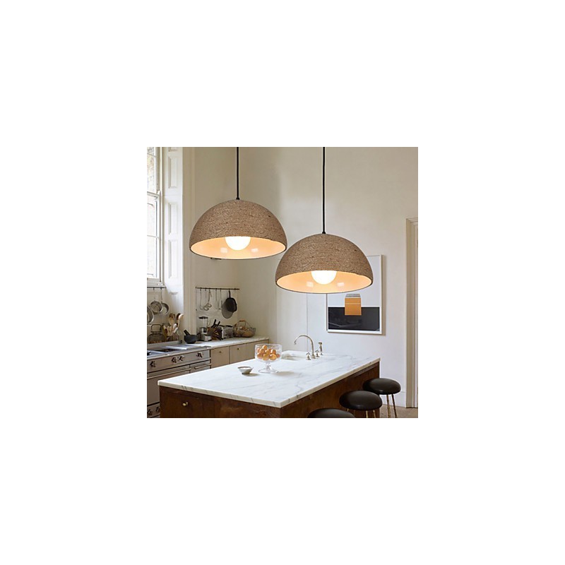 30*Restaure las antiguas costumbres: la idea nórdica: lámpara colgante de cuerda de cáñamo con forma de chimenea semicircular