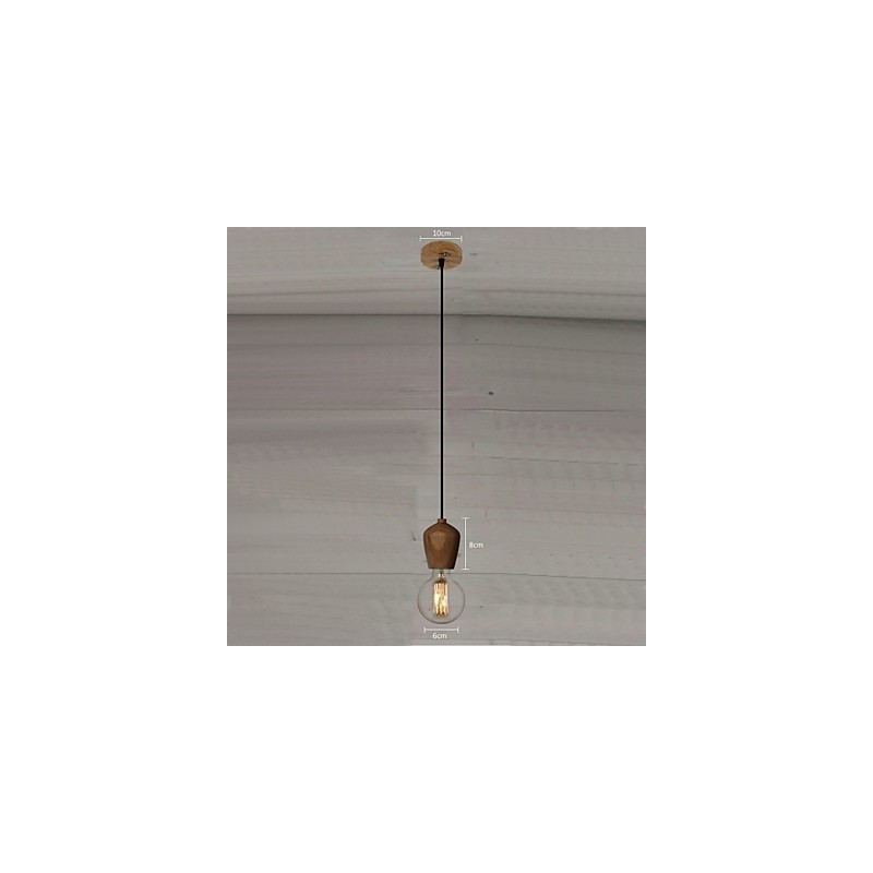 Lámpara colgante de madera de bambú estilo Country Mini Otros para garaje