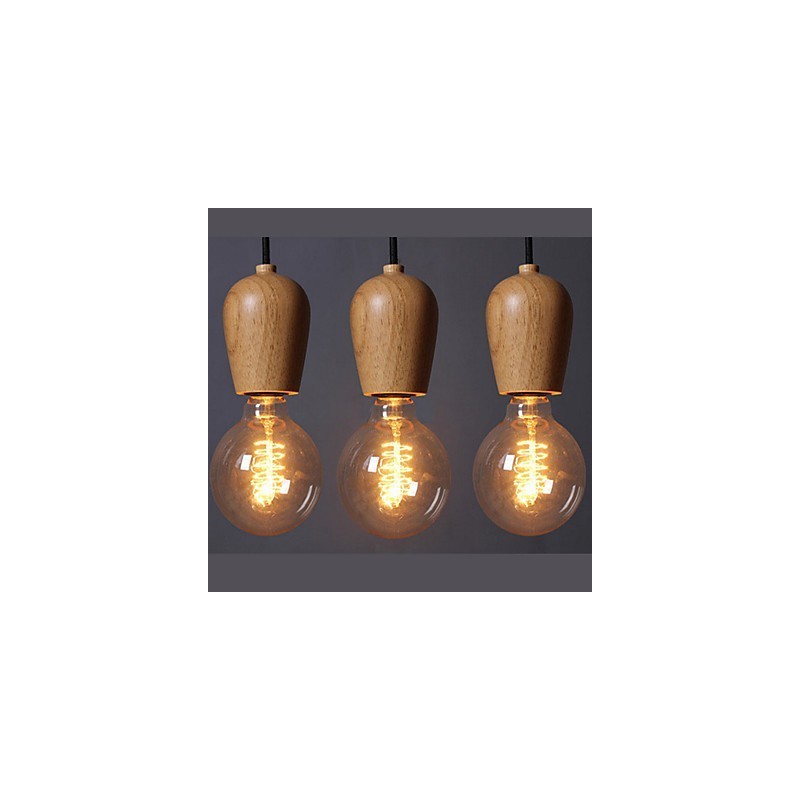 Lámpara colgante de madera de bambú estilo Country Mini Otros para garaje