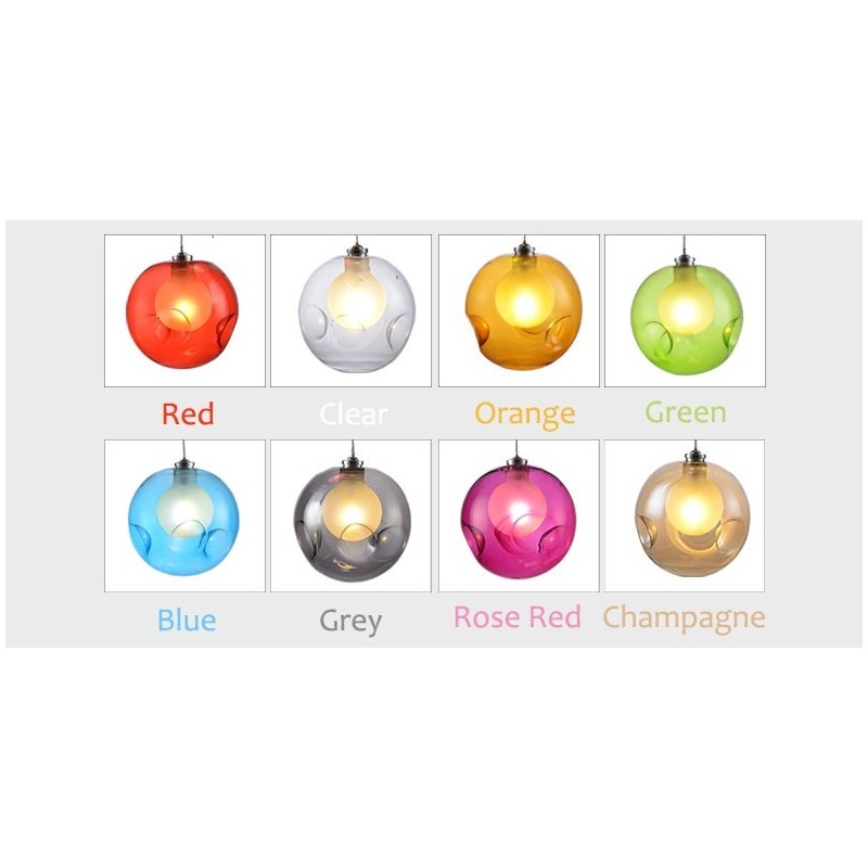 Lámpara colgante creativa de cristal con forma de pecera de peces de colores que restaura el color nórdico y las formas antiguas