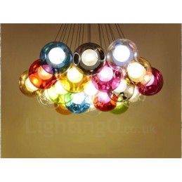 Lámpara colgante creativa de cristal con forma de pecera de peces de colores que restaura el color nórdico y las formas antiguas