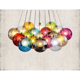 Lámpara colgante creativa de cristal con forma de pecera de peces de colores que restaura el color nórdico y las formas antiguas